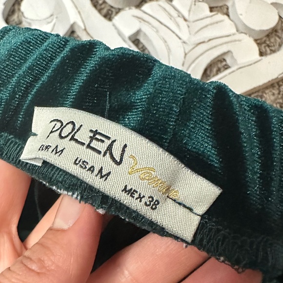 Soft & stretchy emrald green velvet wide leg pant & button up set size Medium✨ - Picture 12 of 12